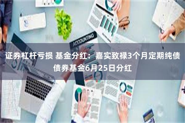 证券杠杆亏损 基金分红：嘉实致禄3个月定期纯债债券基金6月25日分红